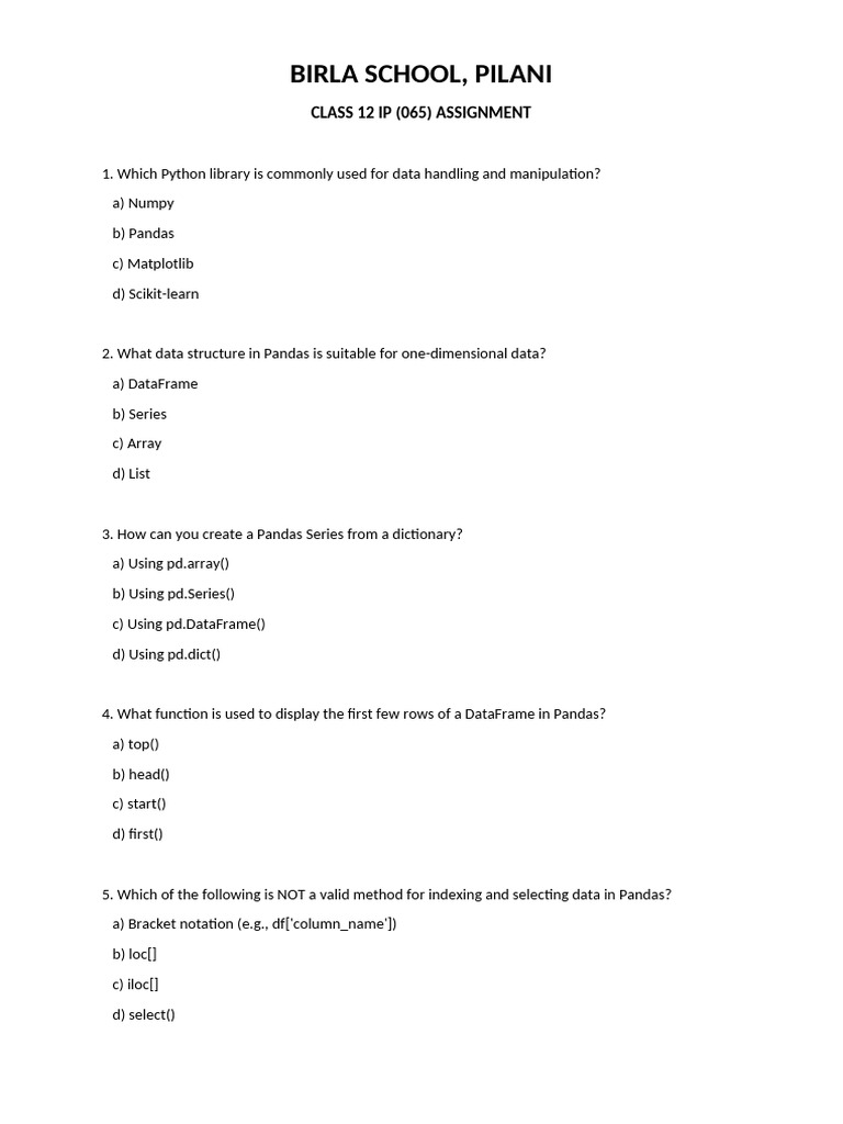 Pandas and Matplotlib Assignment Guide | PDF | Software Engineering ...