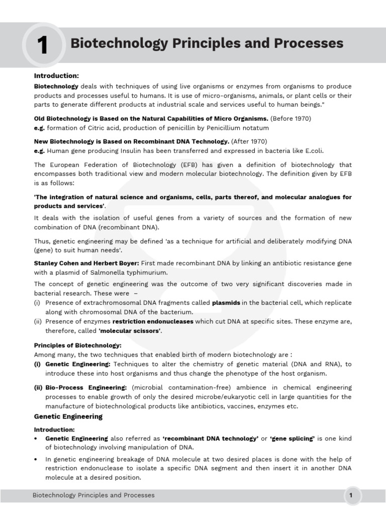 Biotechnology Principles Explained | PDF | Restriction Enzyme ...