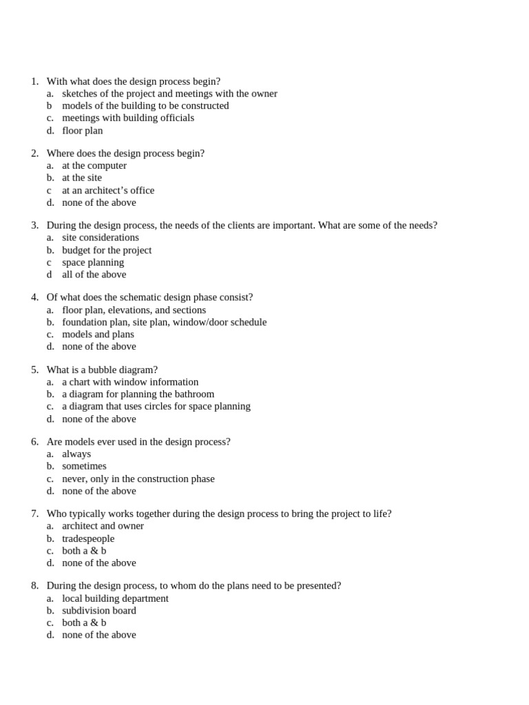 Design Process Review Questions | PDF