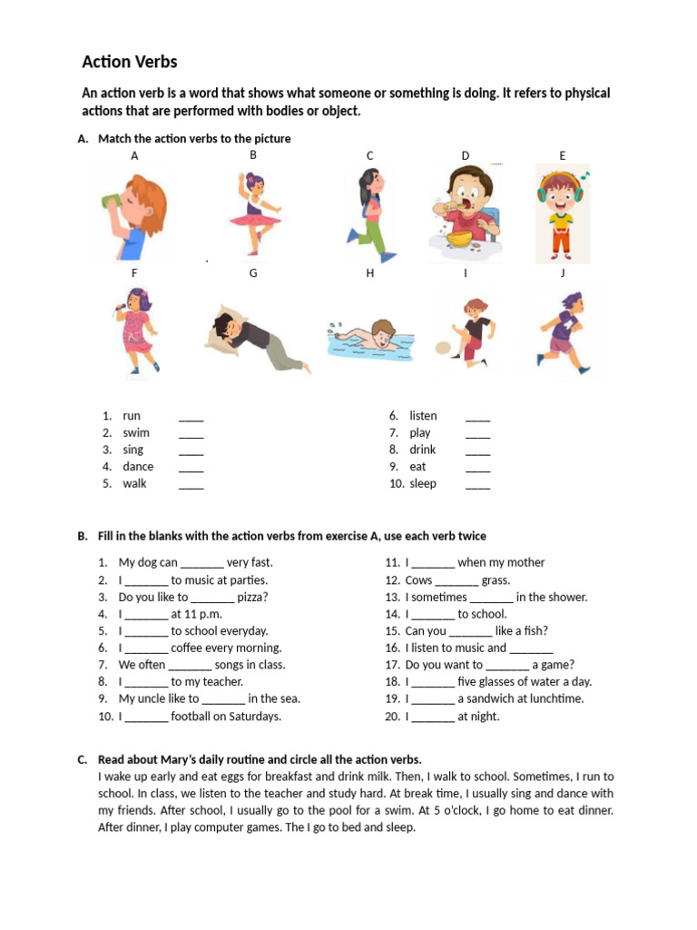 Action Verbs | PDF