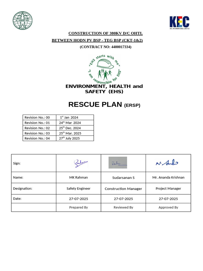 Emergency Rescue Plan for Construction | PDF | Safety | Occupational ...