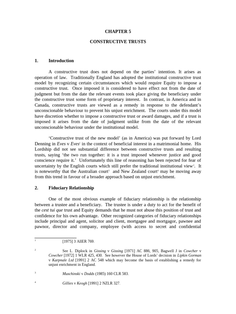 Understanding Constructive Trusts | PDF | English Trust Law | Will And ...