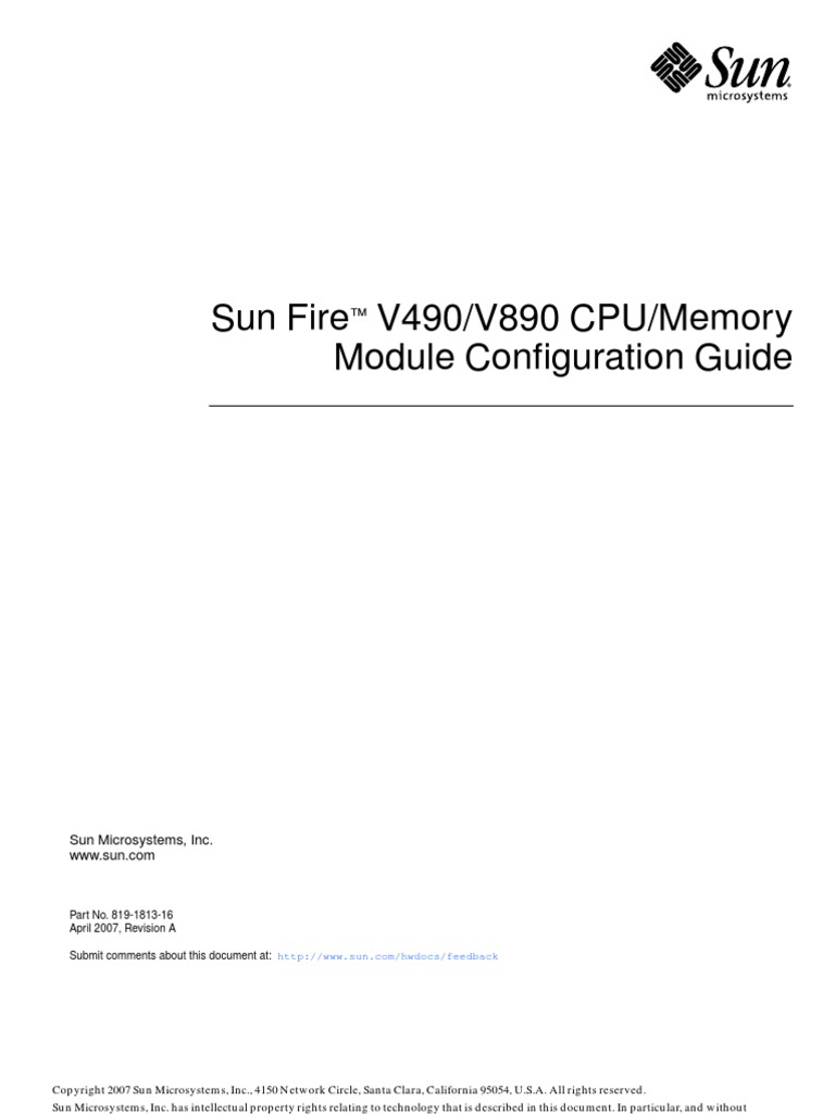 Sun Fire V490/V890 CPU/Memory Module Configuration Guide | PDF ...