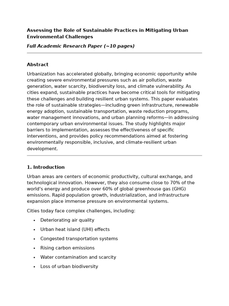 Assessing The Role of Sustainable Practices | PDF | Infrastructure ...