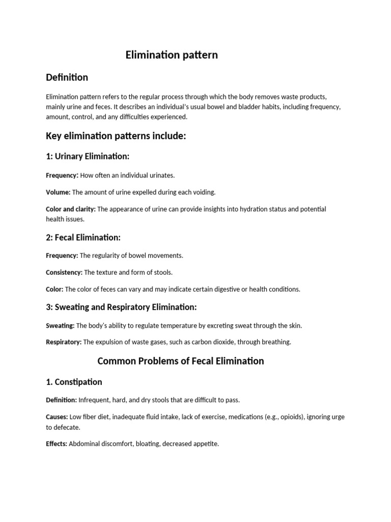 Understanding Elimination Patterns and Issues | PDF | Urinary ...