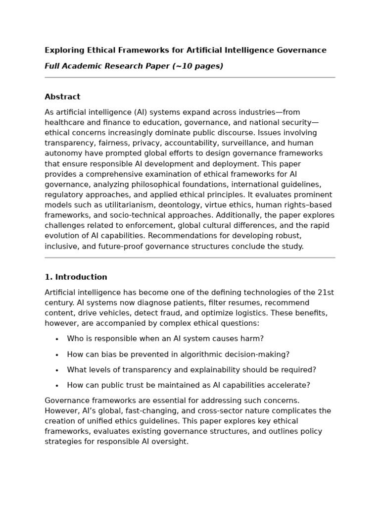 Ethical AI Governance Frameworks Explained | PDF | Artificial ...