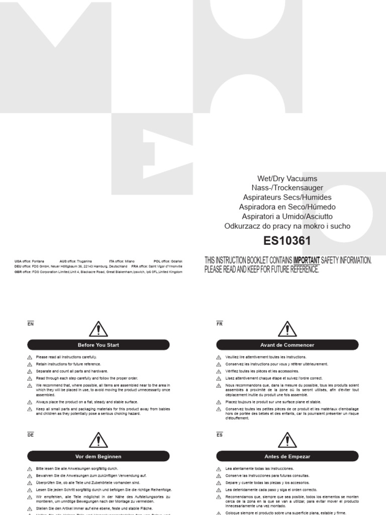 Es 10361 | PDF | Vacuum Cleaner | Manufactured Goods