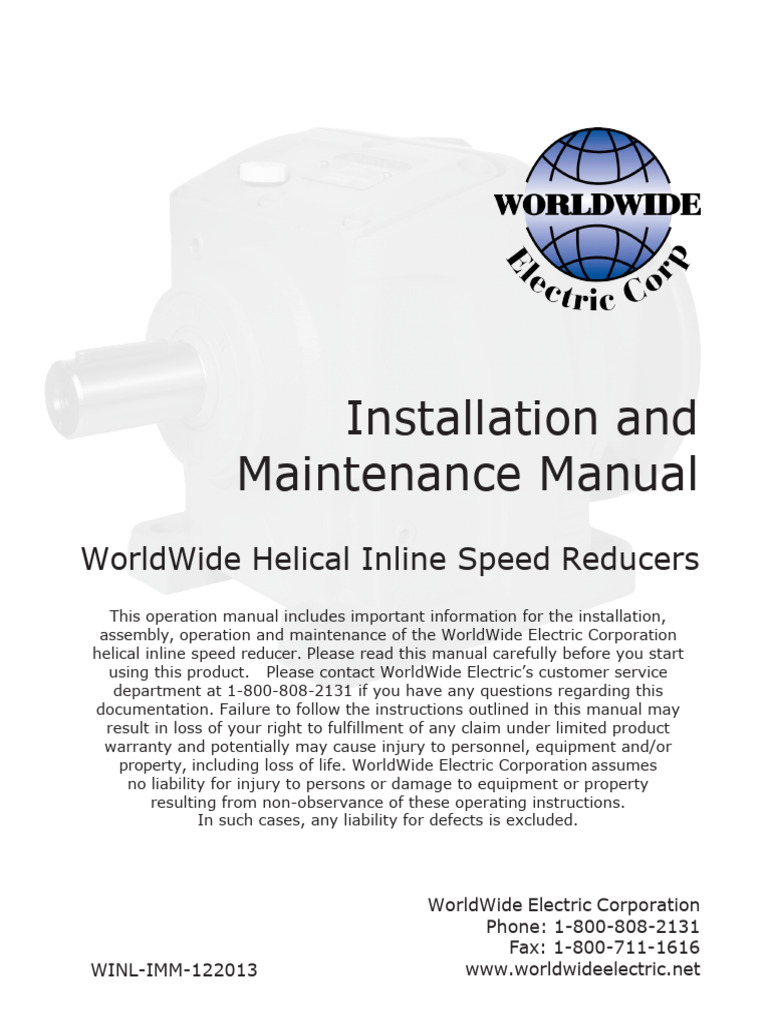 Helical Inline Gear Reducer IOM Manual | PDF