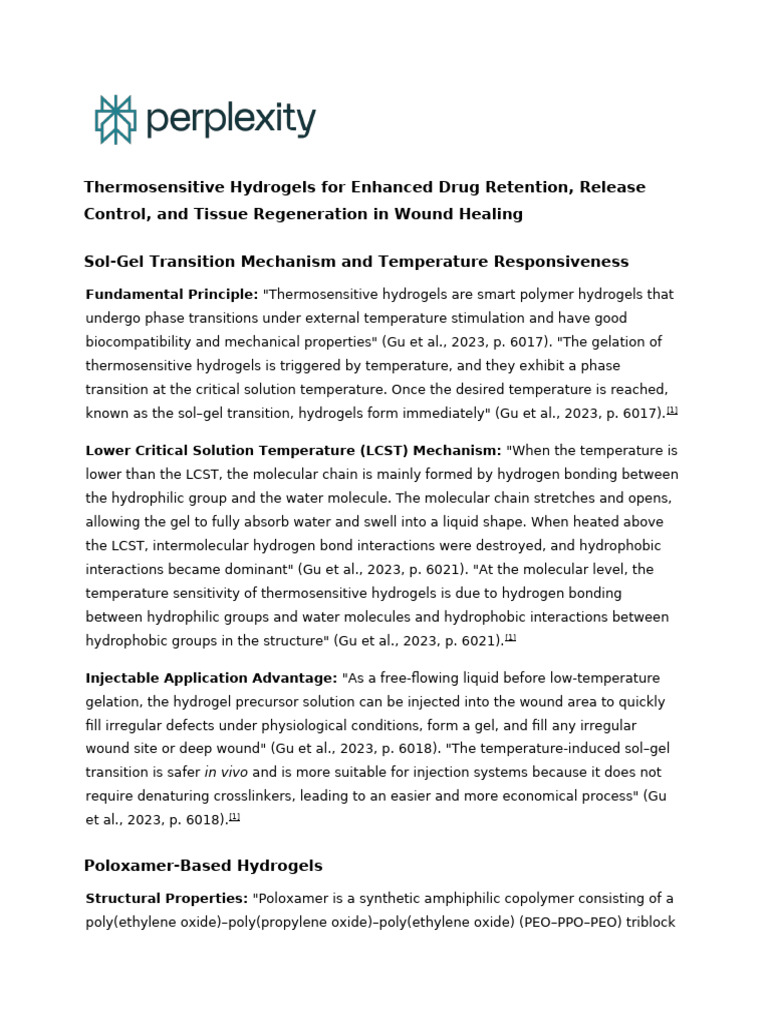 Thermosensitive Hydrogels in Wound Healing | PDF | Wound Healing | Gel