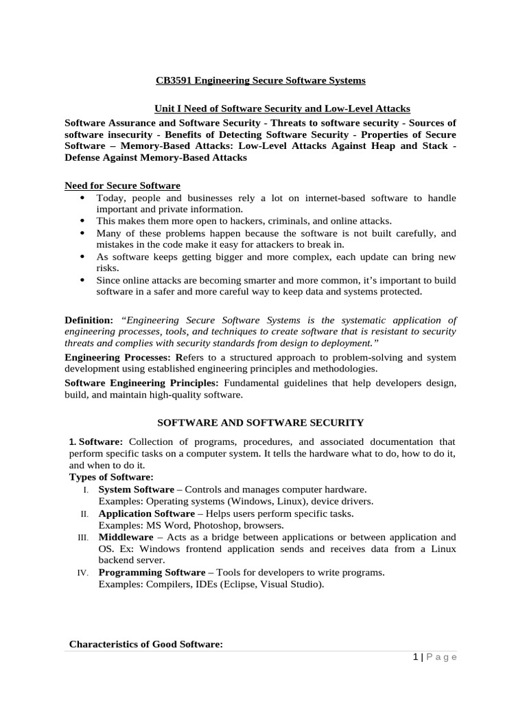 ESSS Notes Unit - I | PDF | Security | Computer Security