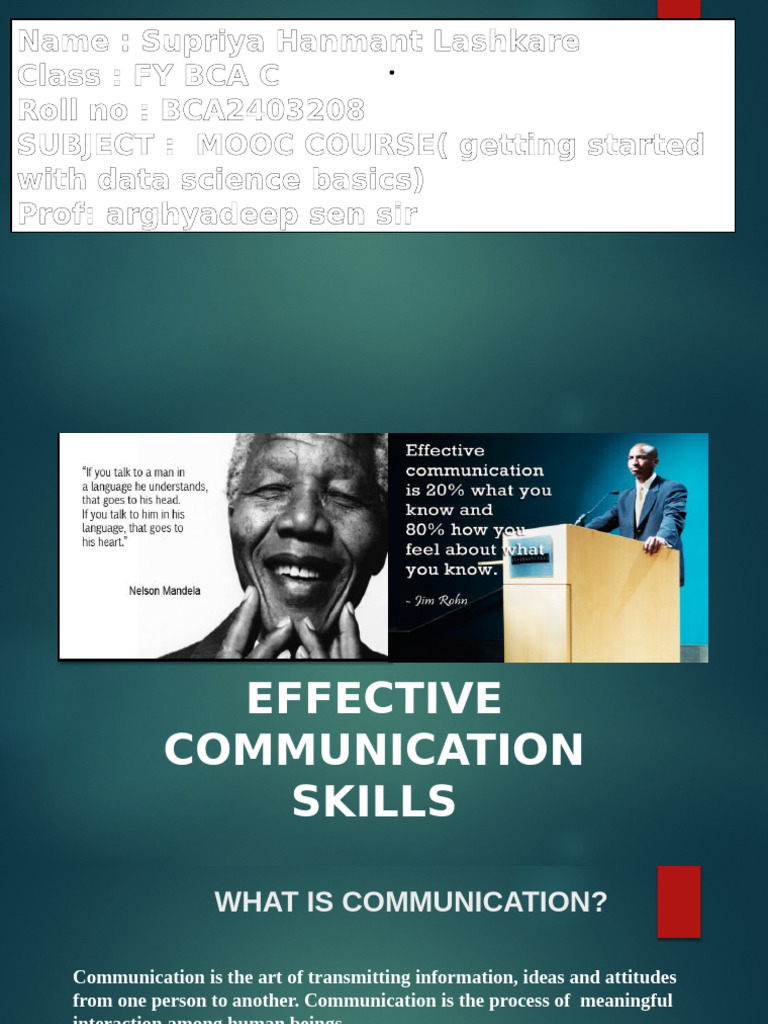 Effective Communication & Data Science Basics | PDF | Communication ...