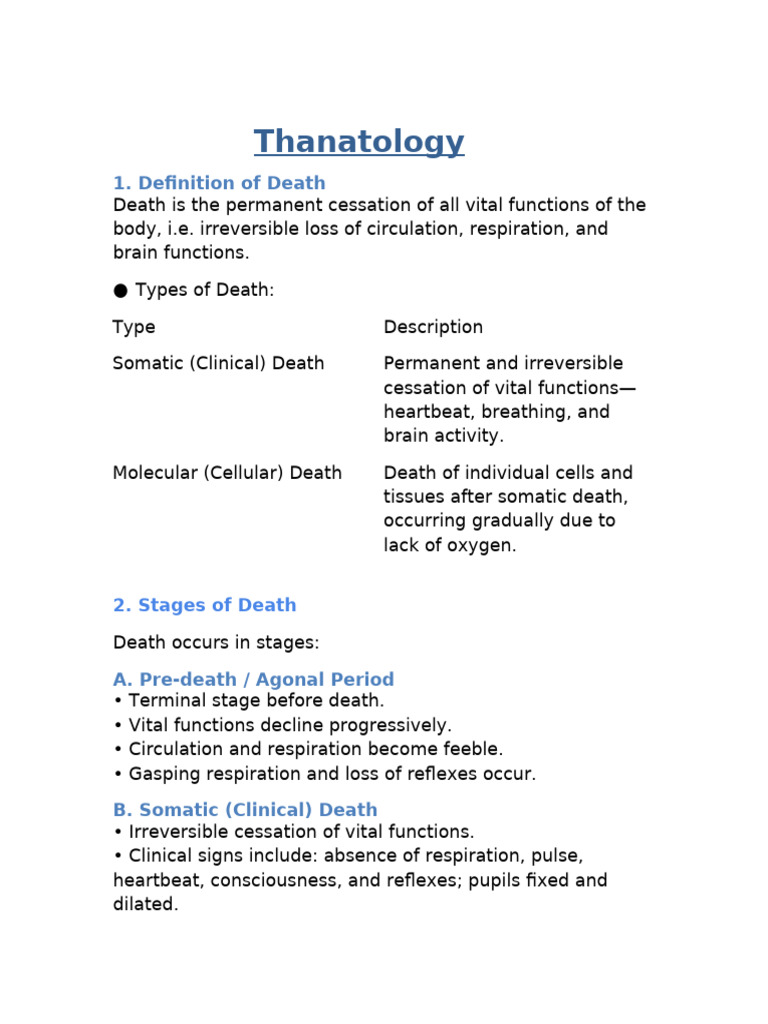 Understanding Death: Types and Stages | PDF | Death | Clinical Medicine