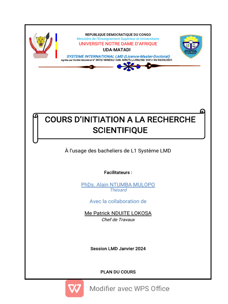 Initiation à la Recherche Scientifique | PDF | Bibliothèques | Science