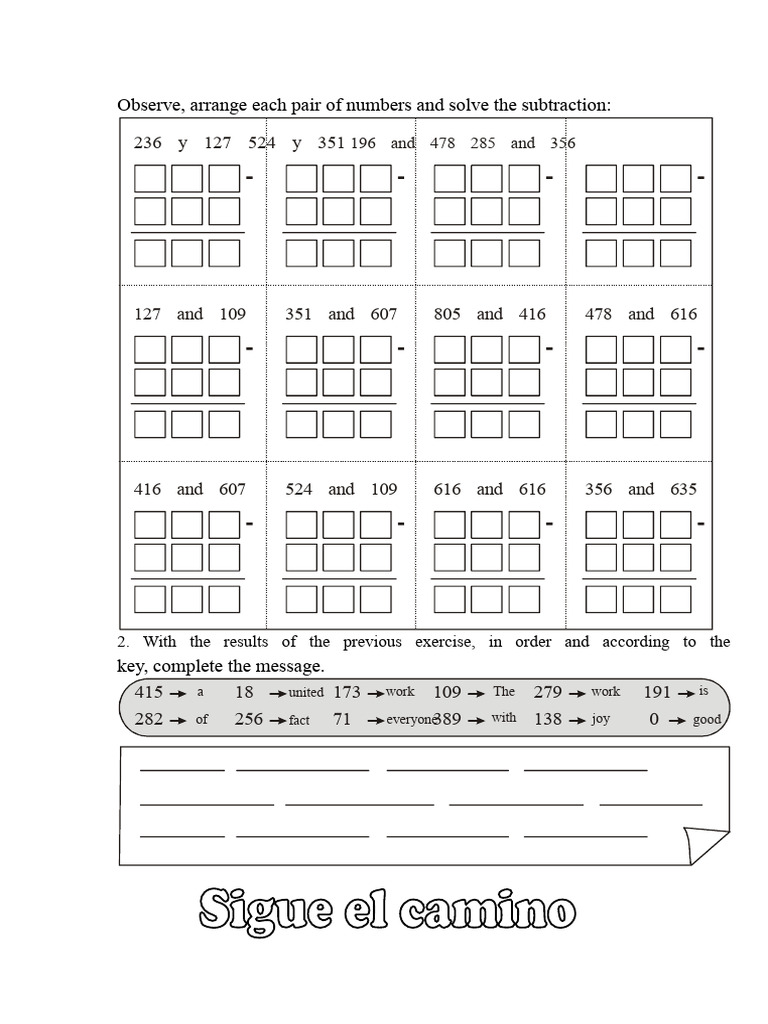 Math Exercises: Subtraction and Multiplication | PDF | Multiplication ...