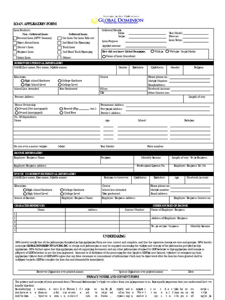 Loan Application Form Template | PDF