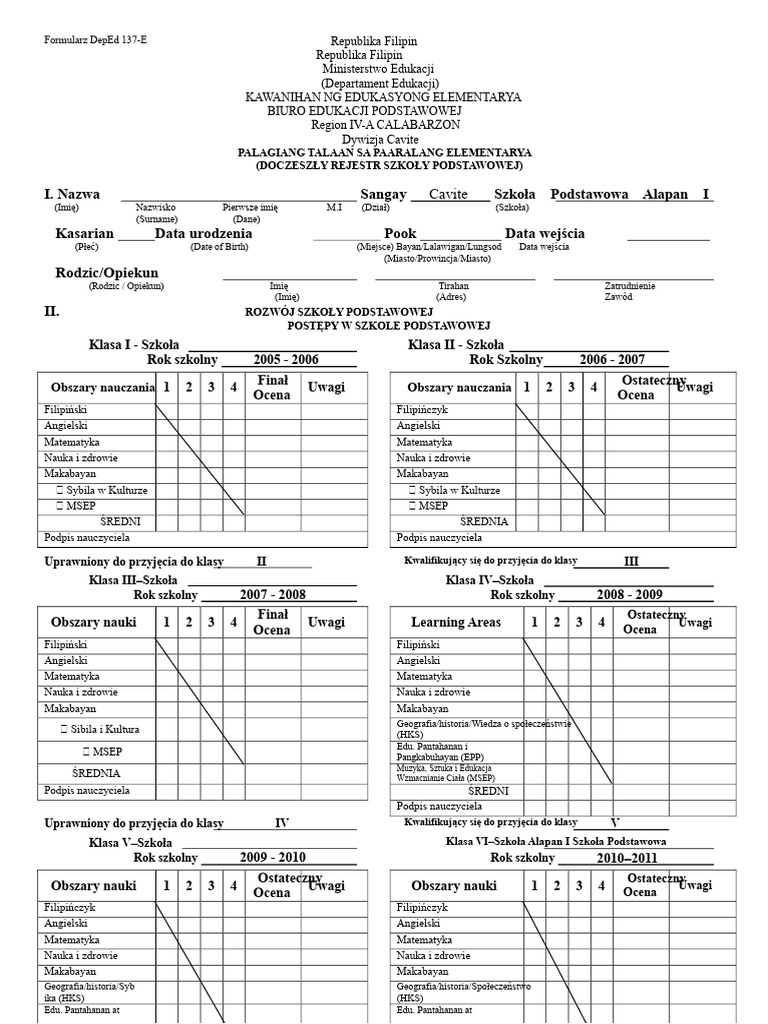 DepEd Form 137 BLANK | PDF