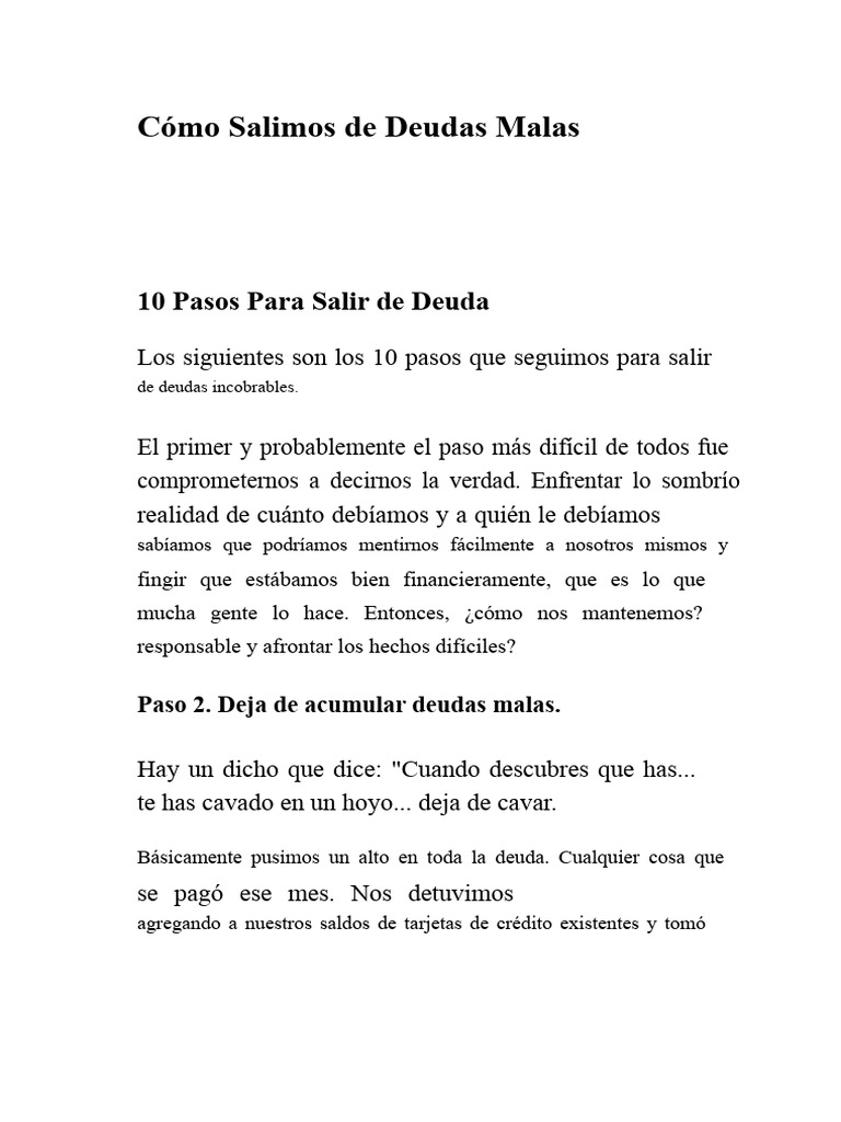 Cómo Salimos de Deudas Malas | PDF | Deuda | Crédito