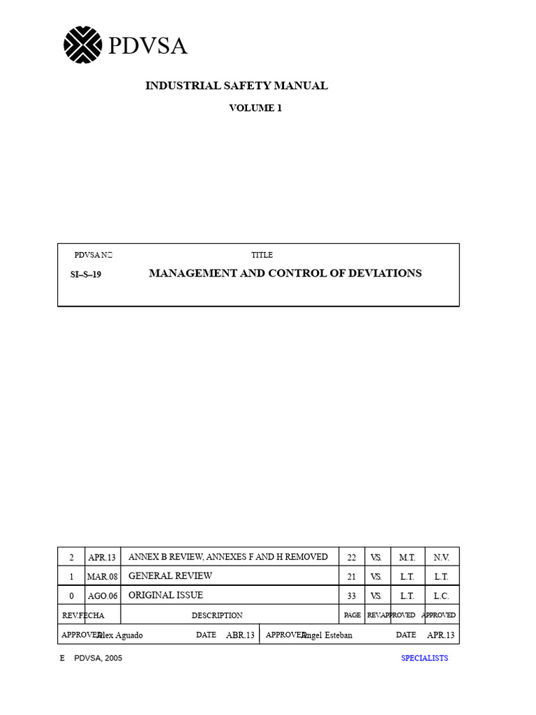Si-s-19- Management and Control of Deviations | PDF | Occupational ...