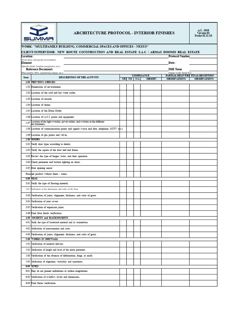6 Architecture Protocol - Interior Finishes V.05 | PDF | Door ...