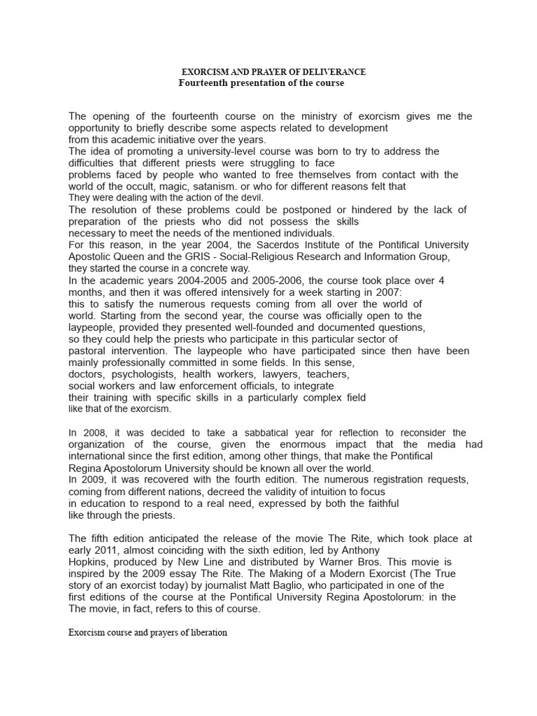 Exorcism and Deliverance Course Overview | PDF | Exorcism | Spirituality