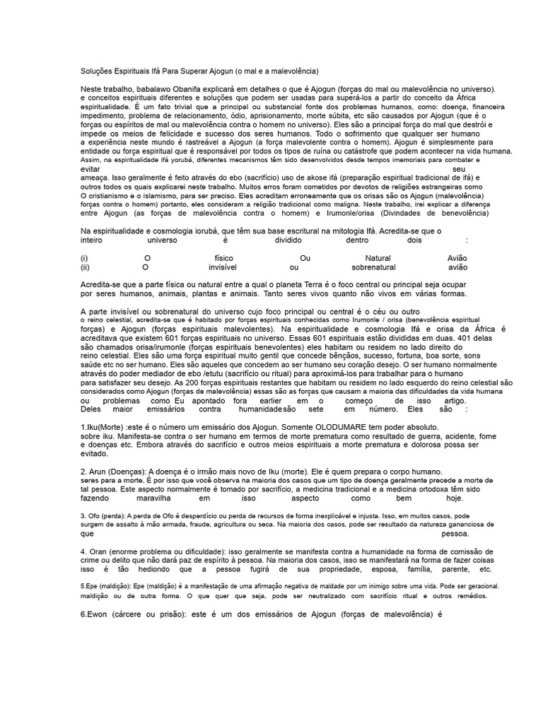Superando Ajogun: Soluções Ifá | PDF | Humano | Morte