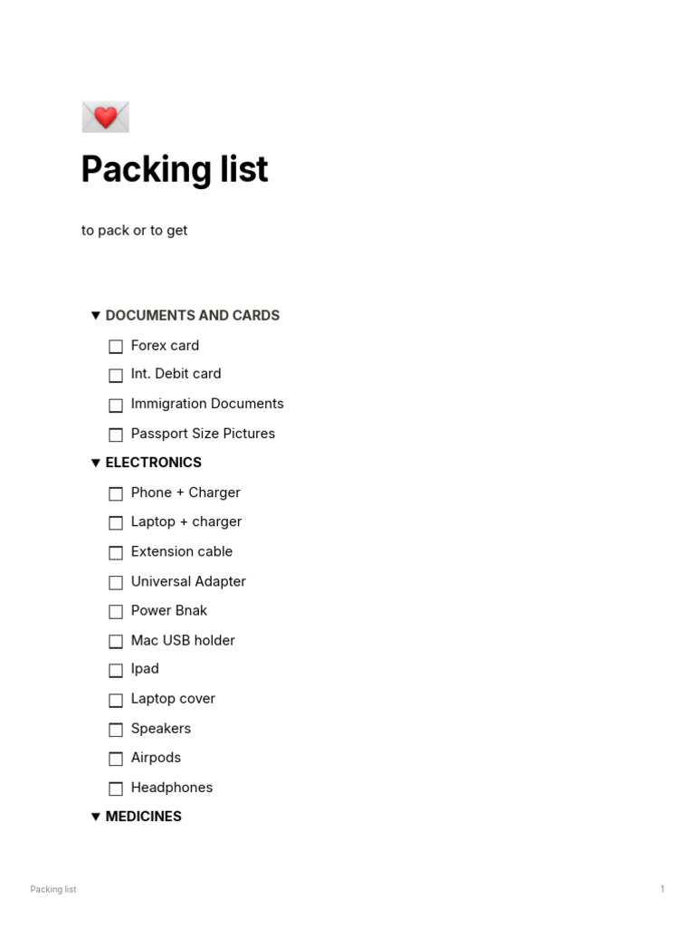Packing List | PDF