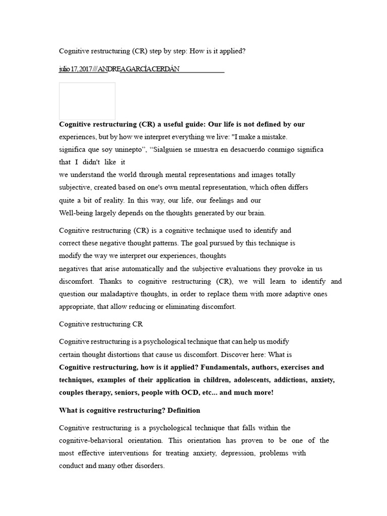 Step-by-Step Cognitive Restructuring Guide | PDF | Cognitive Therapy ...
