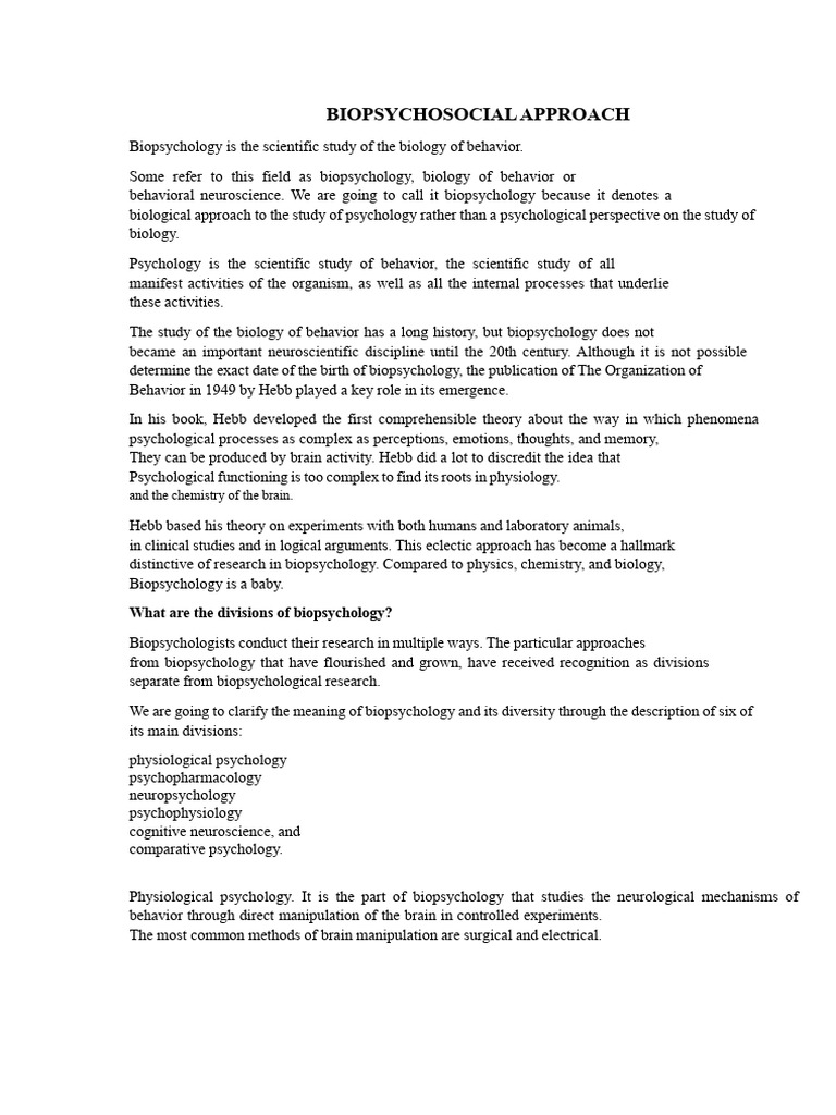Biopsychosocial Approach | PDF | Behavioral Neuroscience | Neuroscience