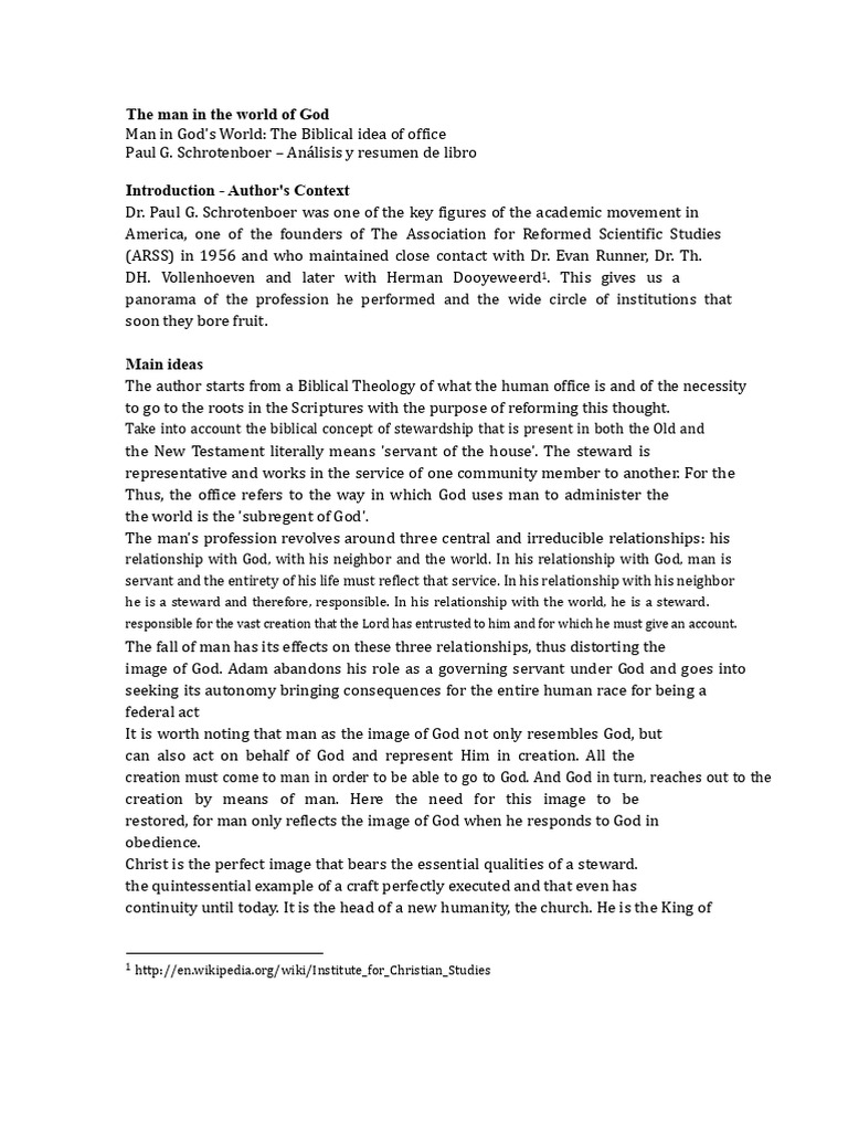 The Man in The World of God | PDF | God In Christianity | Image Of God