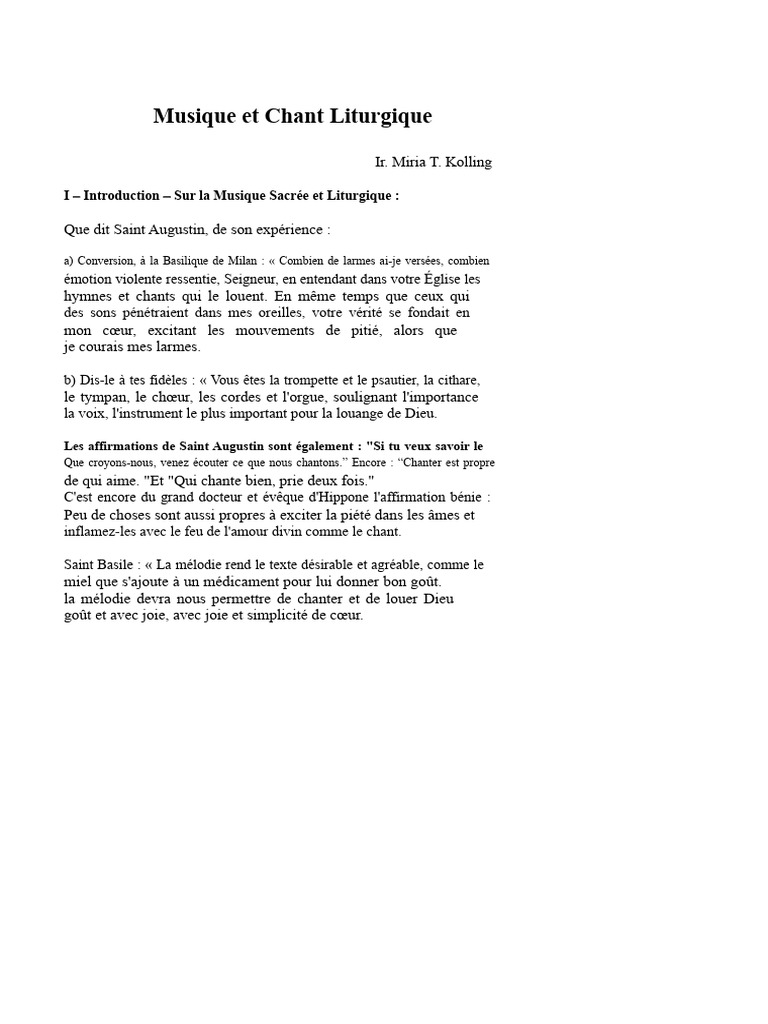 Musique et Chant dans la Liturgie chrétienne | PDF | Liturgie | Psaumes
