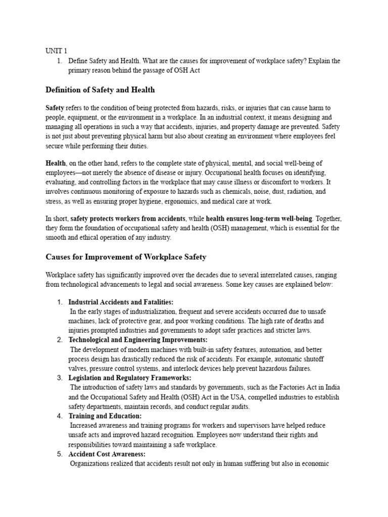 Workplace Safety and Health Overview | PDF | Occupational Safety And ...