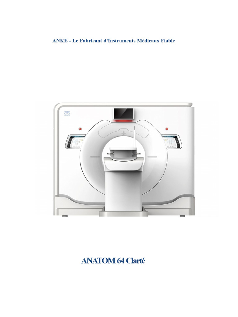Scanner CT ANATOM 64 Clarté Spécifications | PDF | Tomodensitométrie