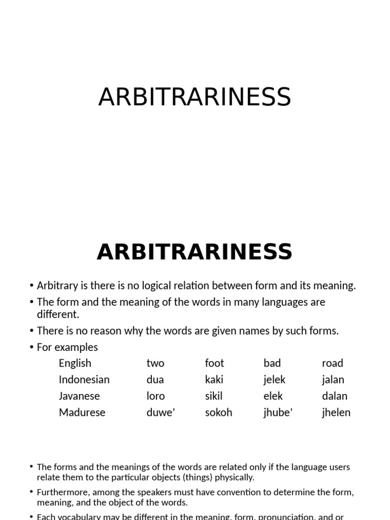 Materi 5 - ARBRITRARINESS | PDF