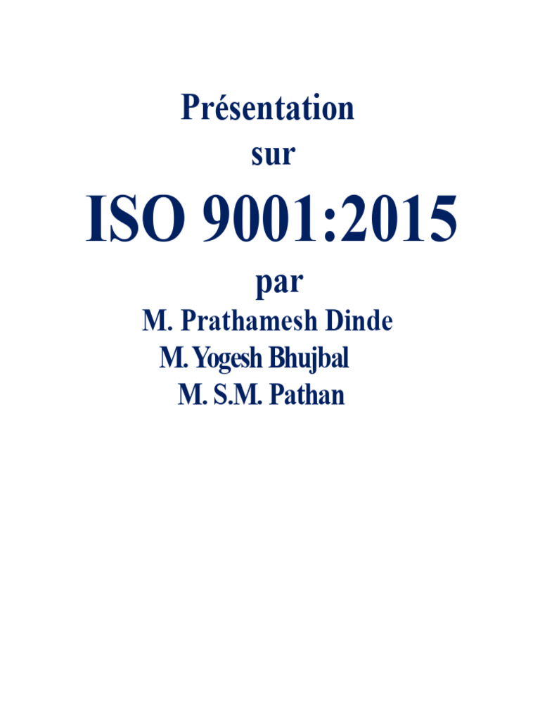Comparaison ISO 9001:2008 et 2015 | PDF | Système de management de la ...