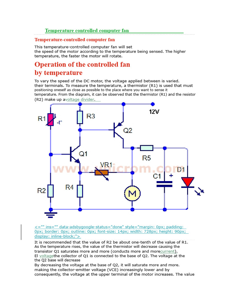Temperature-Controlled Computer Fan Guide | PDF