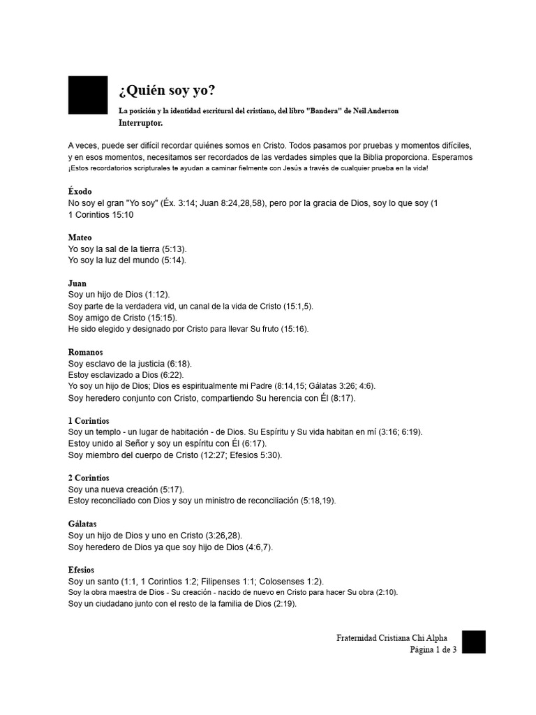 ¿Quién Soy Yo? | PDF | Cristo (título) | Creencia y doctrina cristiana