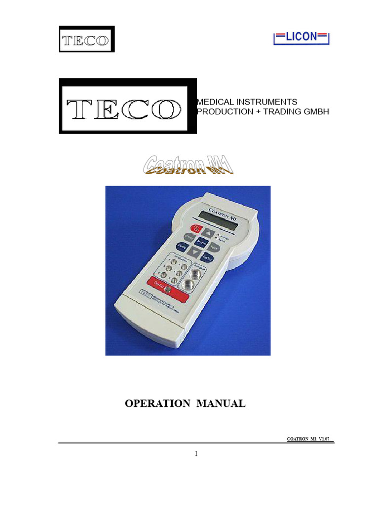 Coatron M1 Operation Manual | PDF | Coagulation | Blood Plasma