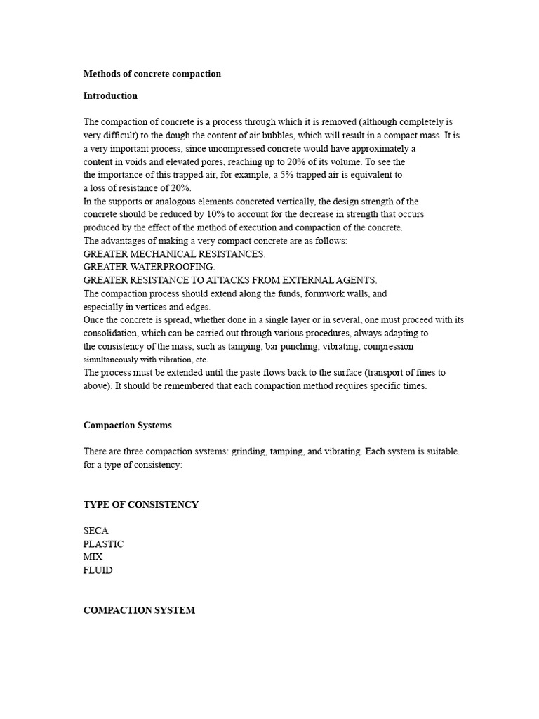 Concrete Compaction Methods Explained | PDF | Concrete | Water