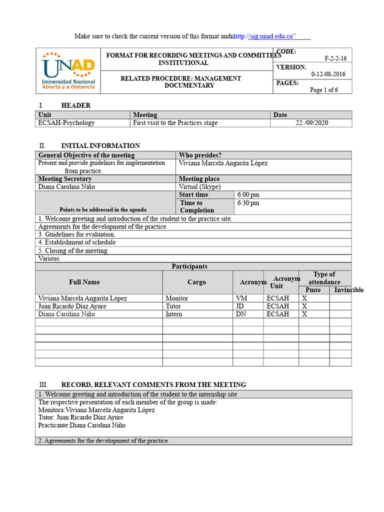 Meeting and Institutional Committees Registration Format F-2-2-16 PDF | PDF