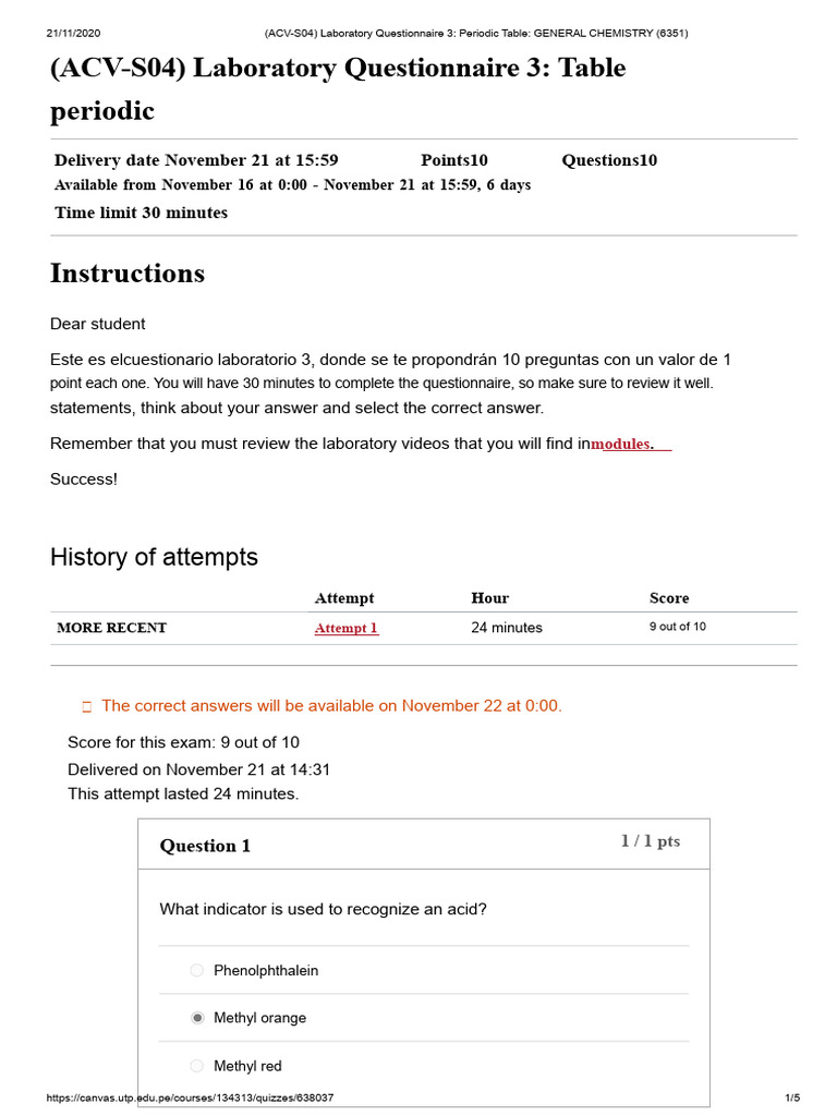 (ACV-S04) Laboratory Questionnaire 3 - Periodic Table - GENERAL ...