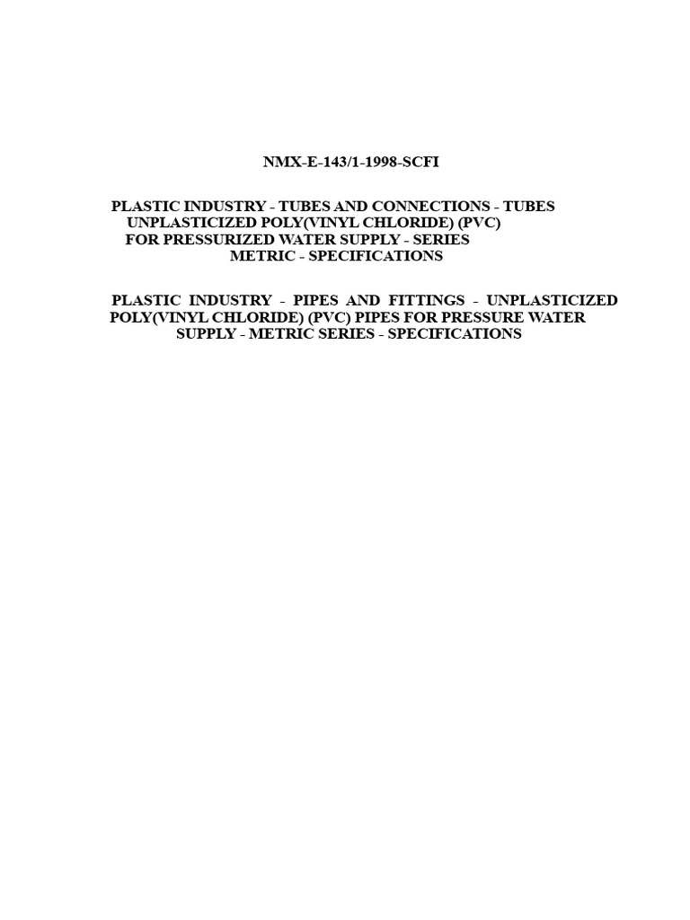 PVC Pipe Specifications for Water Supply | PDF | Polyvinyl Chloride ...