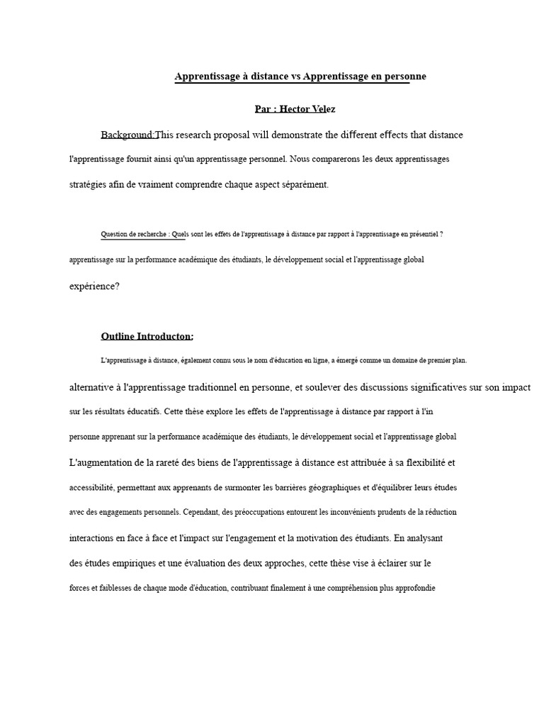 Apprentissage à distance vs en personne : Analyse | PDF | Apprentissage ...