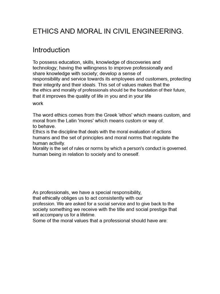 Ethics and Morality in Civil Engineering | PDF | Morality | Engineer