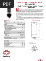 Svetlana Technical Data - El34 - 6ca7 Tube Specs