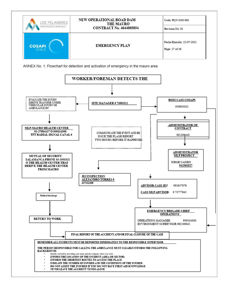 Emergency Plan for Mauro Operations | PDF | Safety