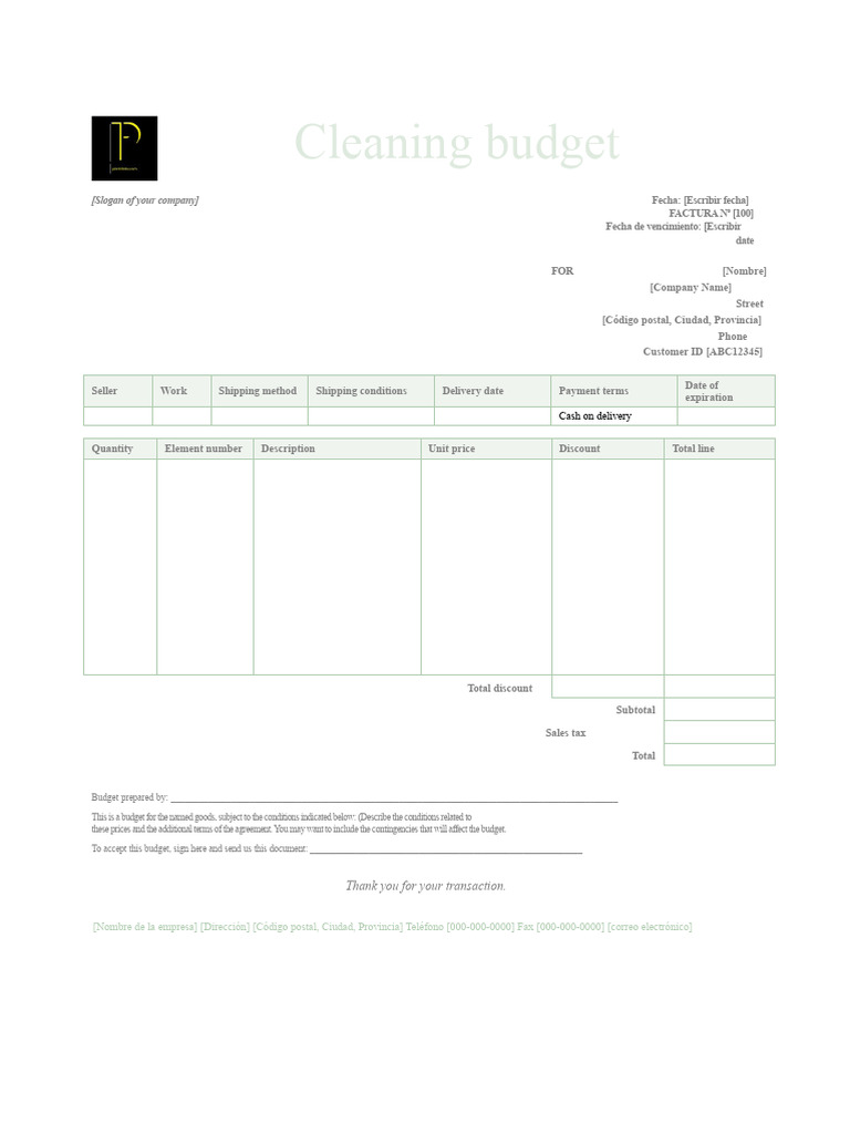 Cleaning Budget Template Word | PDF | Market (Economics) | Economies