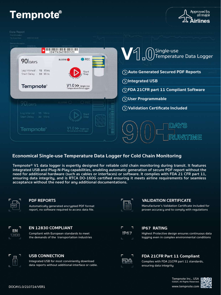 Tempnote V1 Datasheet | PDF | Usb | Computing