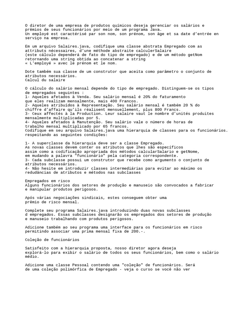 Exercício de Herança em Java | PDF | Classe (programação de ...
