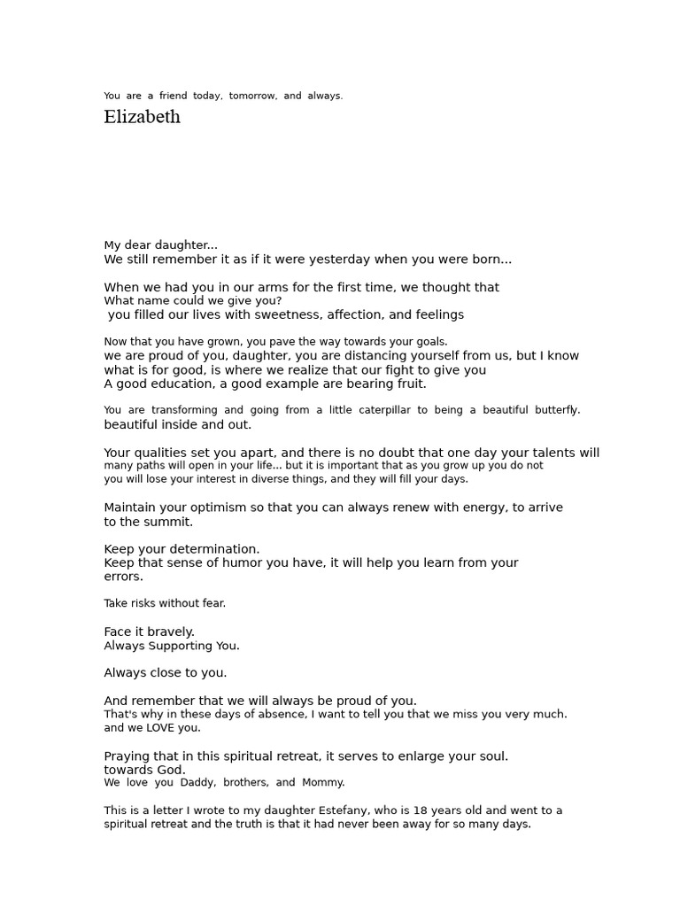 Letter To My Daughter | PDF | God | Happiness