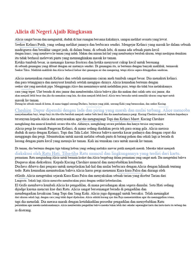 Alicia di Negeri Ajaib adalah cerita tentang seorang gadis muda bernama